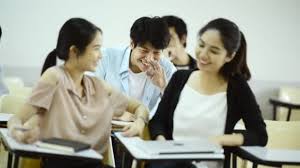 Asian University Life Concept Group Young Asian College Students ...