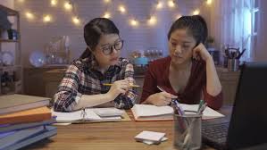 Two Asian College Girls Doing Stock Footage Video (100% Royalty ...