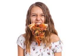 Teen girl with pizza stock photo. Image of eating, dinner - 156547378